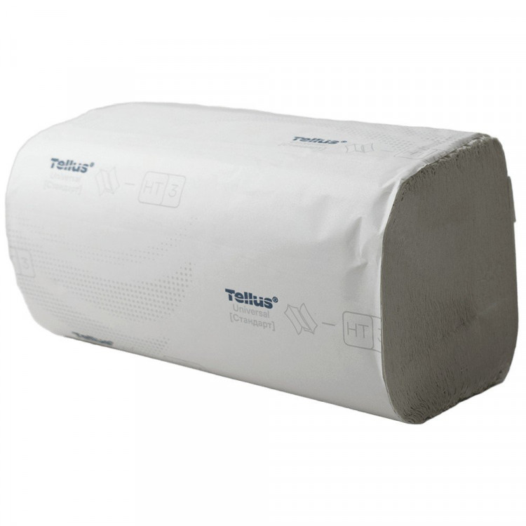 Полотенце бумажное бумажное V(ZZ)-сложение 1-сл 250л TELLUS  белые арт.120108 (Ст.20)