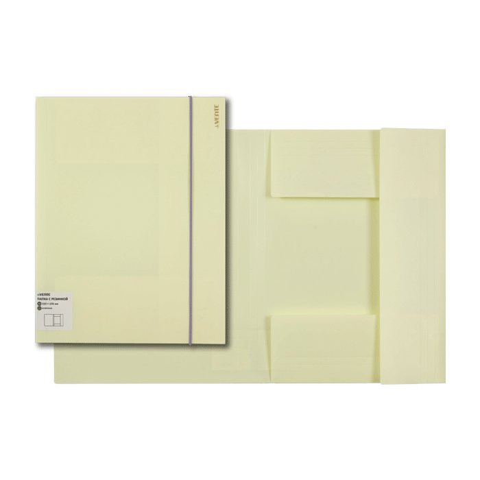 Папка на резинке А4 35мм пластик 0,45мм желтый deVENTE Pastel арт.3070800 (Ст.50)