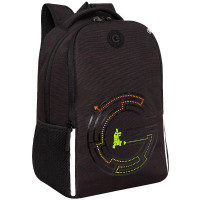Рюкзак для мальчиков школьный (Grizzly) арт.RB-551-3/1 черный - цветной 29х38х16 см