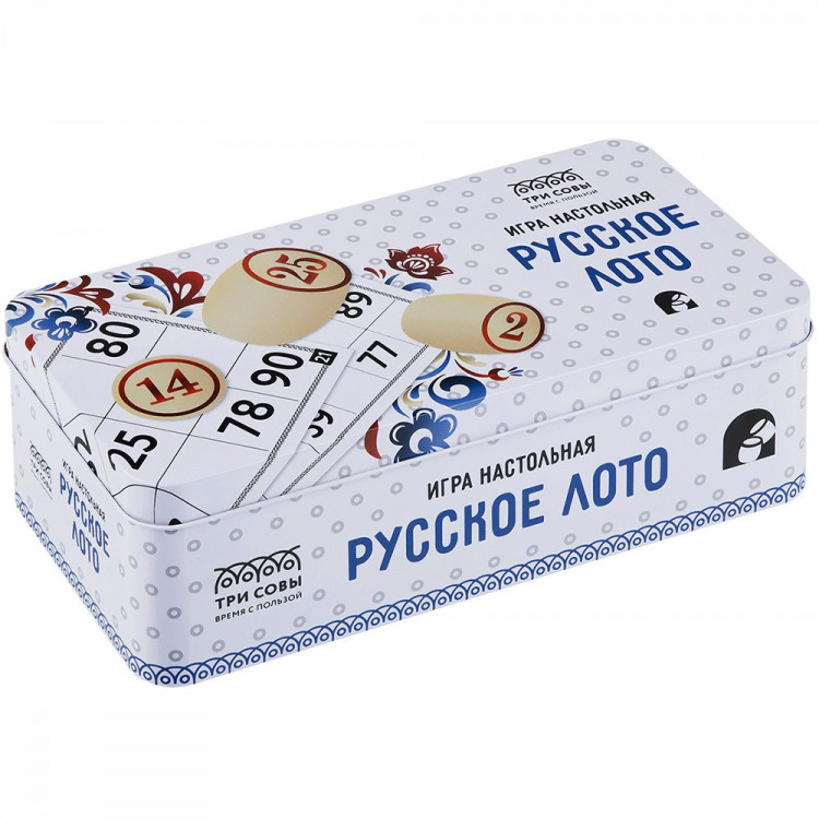 Игра настольная Лото (ТРИ СОВЫ) Русское лото металлическая коробка арт.НИ_66976