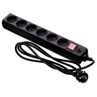 Сетевой фильтр BURO 6 розеток, 1.8 метра, (600SH-16-1.8-B), черный