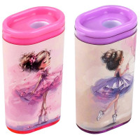 Точилка пластиковая Феникс Балерины 1 отверстие с контейнером  ассорти арт.72687