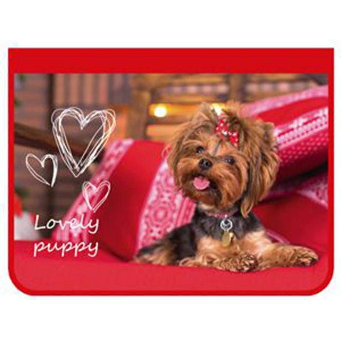 Папка-пенал школьная для труда А4 на молнии (ОНИКС) Lovely puppy арт ПТ-Р4