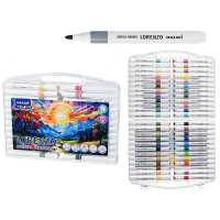 Маркеры для скетчинга акриловые (Mazari) Lorenzo 48 цветов пулевидные наконечники пластиковая упаковка арт.M-15215-48