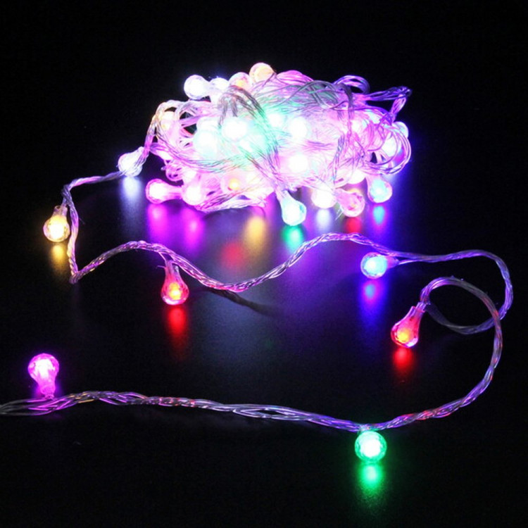 Гирлянда эл.д/дома 10м 60LED НИТЬ "Сияющая капля" цв.мульти (св.провод) 8реж IP-20 (можно соединять) арт.725-0048