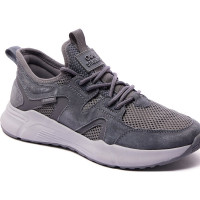 Кроссовки для мальчика (STROBBS) серый верх-сетка/натуральная замша/искусственная кожа подкладка-текстиль размерный ряд 40-43 артикул B3408-10