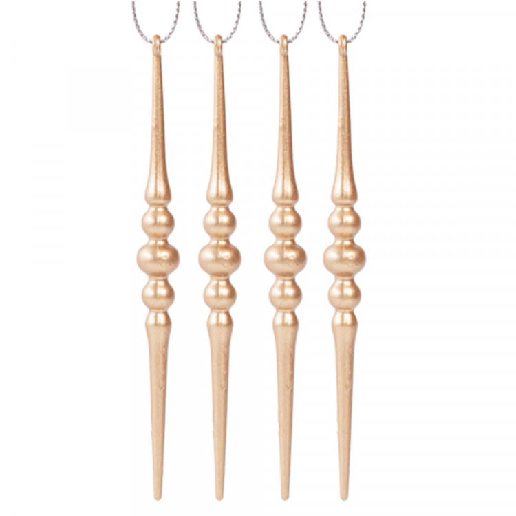 Украшение декор.подвеска "Сосулька" 11,9см 04шт/наб. цв.шампанского арт.94875