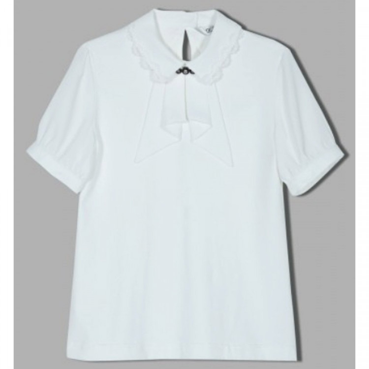 Блузка трикотажная для девочки (Делорас) короткий рукав цвет белый арт.Z63214S размерный ряд 34/134-44/164