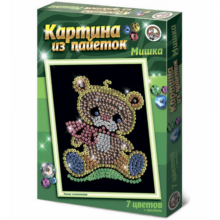 Поделка из пайеток Картина Мишка (ДК) арт.01472
