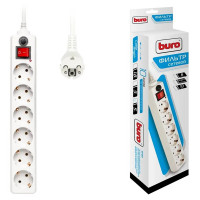 Сетевой фильтр BURO 600SH-5-W, 5м, 6 розеток белый