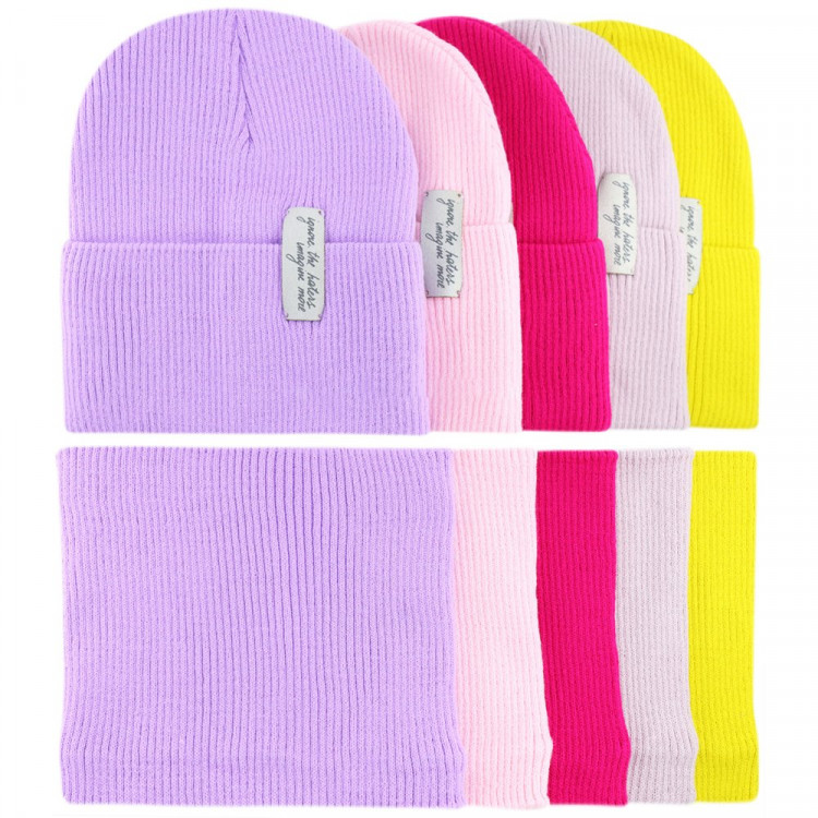 Комплект демисезонный для девочки (Полярик) арт.E-01-85 размер 52-54 (шапка+снуд) цвет в ассортименте