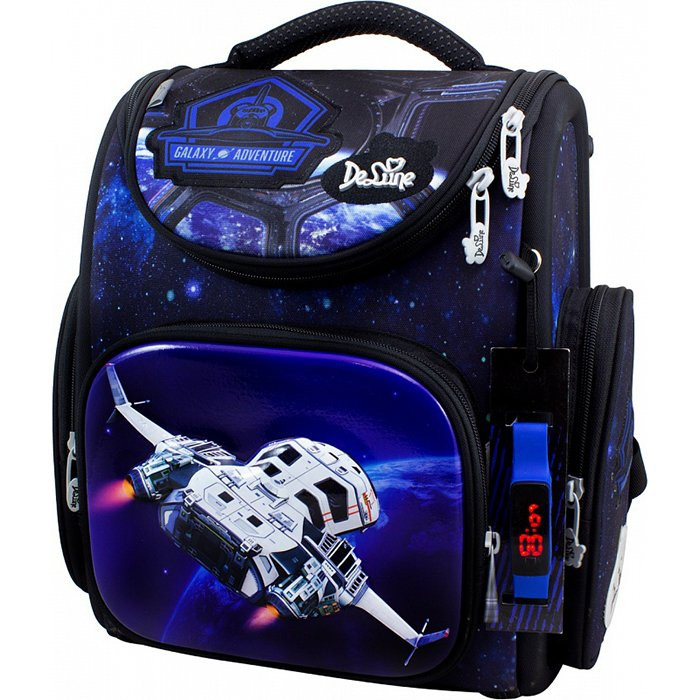 Ранец для мальчика школьный (DeLune) + мешок для сменной обуви + электр  часы арт 3-176 27,5х15х33,5см