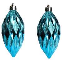 Украшение декор.подвеска пластик "Капля граненая" 07см 02шт/наб. цв.бирюза арт.42045