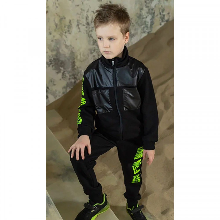 Комплект для мальчика арт.(OVAS) ТВИНС размер 30/122-36/140 (толстовка+брюки) цвет черный