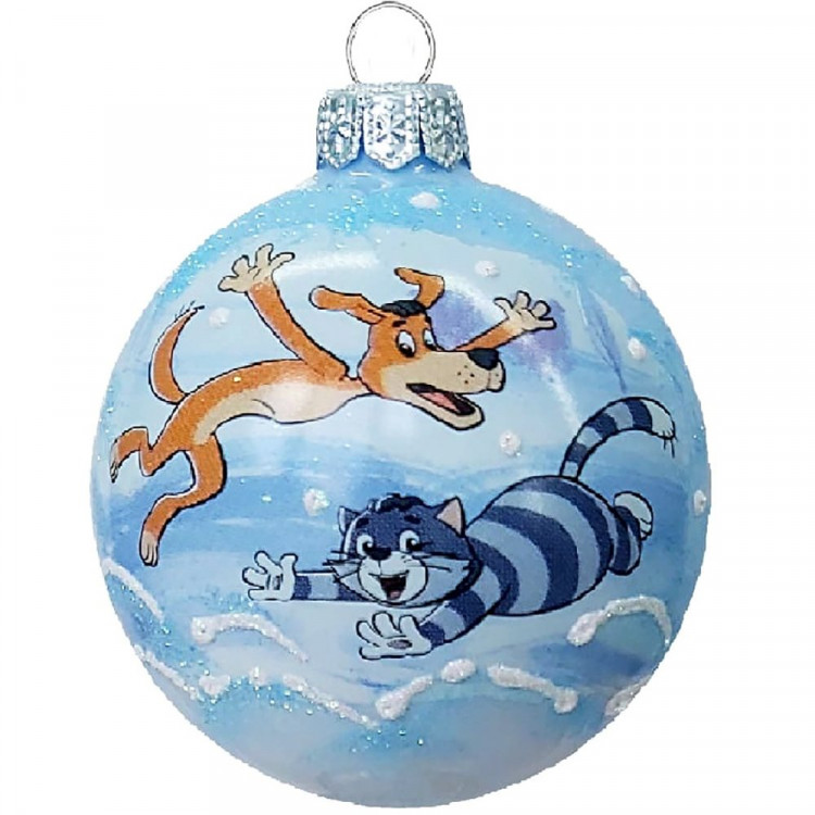 Шар стекло 08см (серия Мультфильм) "Кот Матроскин" п/у арт.КУ-80-234090