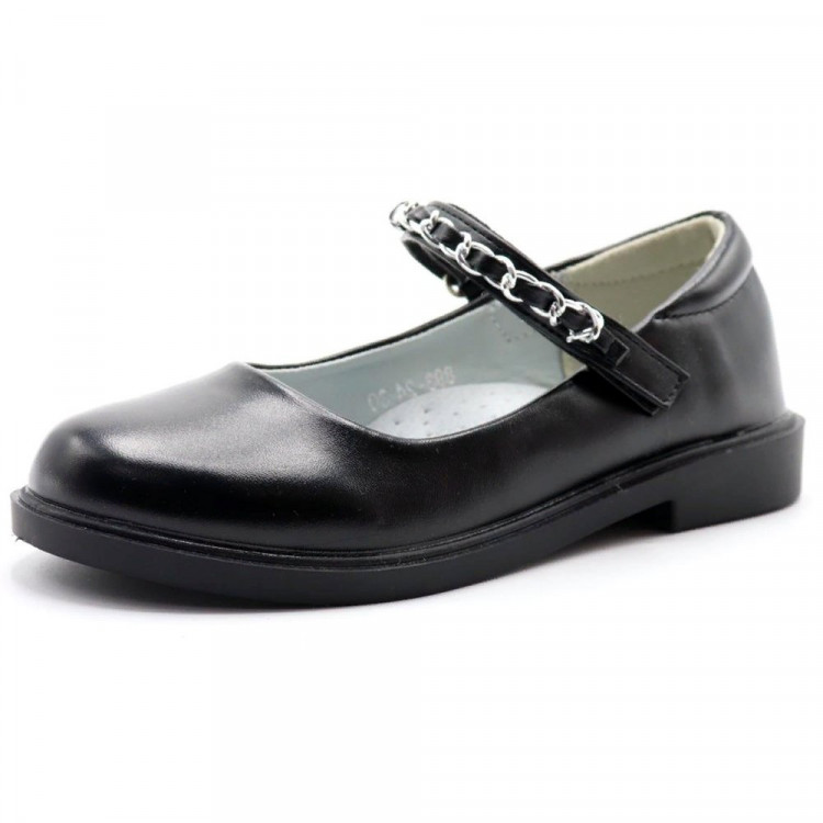 Туфли для девочки (Meitesi) черные верх-искусственная кожа подкладка-искусственная кожа размерный ряд 30-37 артикул ldj-893-24
