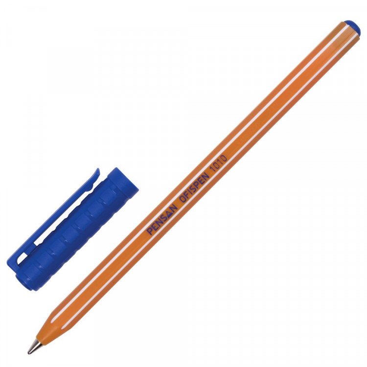 Ручка шариковая не прозрачный корус (Pensan) OFFICEPEN 1010 синяя/масло/конус, 1,0мм шестигранная корп арт.1010/60BLUE (Ст.60)