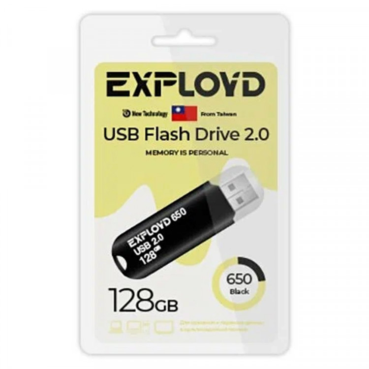 Флеш диск 128GB Exployd 650 USB 2.0 пластик черный