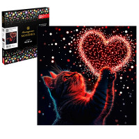 Алмазная мозаика 30х30см (Феникс) Котенок с сердечком без подрамника частичное заполнение арт.71437