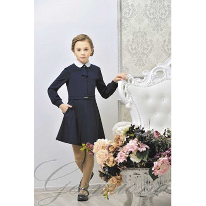 Платье для девочки (ГЕРМИОНА) ткань 12 арт.55127-12сер размер 32/134 цвет серый