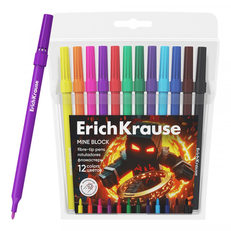 Фломастеры (ErichKrause) Mine Block 12 цветов арт.65031