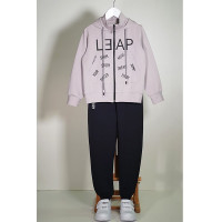 Костюм спортивный для девочки арт.3156 размер 30/122-36/140 трикотажный цвет серо-розовый/темно-синий