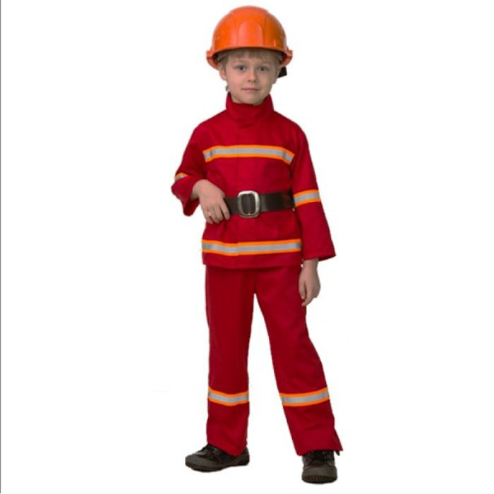 Костюм для мальчика Пожарный (куртка,брюки,ремень,каска) р.38/146 ткань арт.5705-152-76