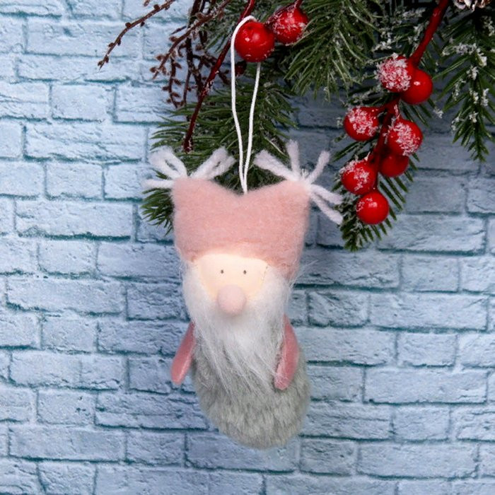 Украшение декоративное "Дед Мороз - розовое настроение" 12см арт.916-0504
