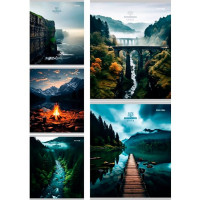 Тетрадь А5 клетка 48 листов скоба (Prof-Press) Атмосферные виды цветная мелованная обложка ассорти арт.48-5715