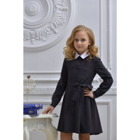 Платье для девочки (ГЕРМИОНА) ткань 15 арт.5100-15 размер 34/140 цвет черный/полоса