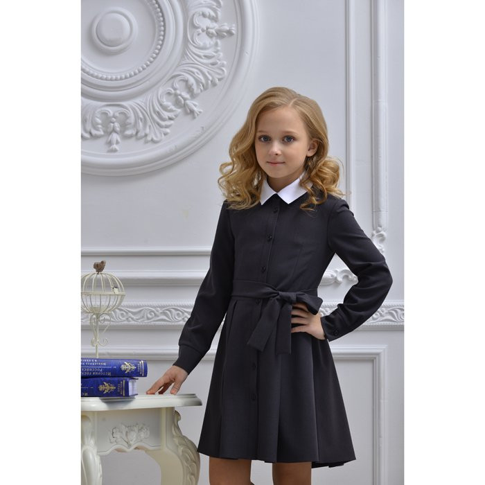 Платье для девочки (ГЕРМИОНА) ткань 15 арт.5100-15 размер 34/140 цвет черный/полоса