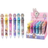 Ручка многоцветная 10-цветная (Mazari) Зубастик 0,7мм сменный стержень 68 мм ассорти арт.9036