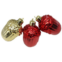 Фигурка на ёлку пластик "Три орешка" 5,4см 03шт/наб. цв.золото/красный арт.89172