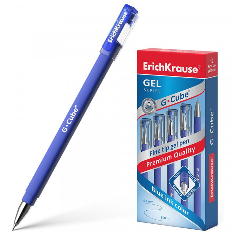 Ручка гелевая не прозрачный корпус (ErichKrause) G-Cube синий, 0,5мм, игла арт.46162 (Ст.12)