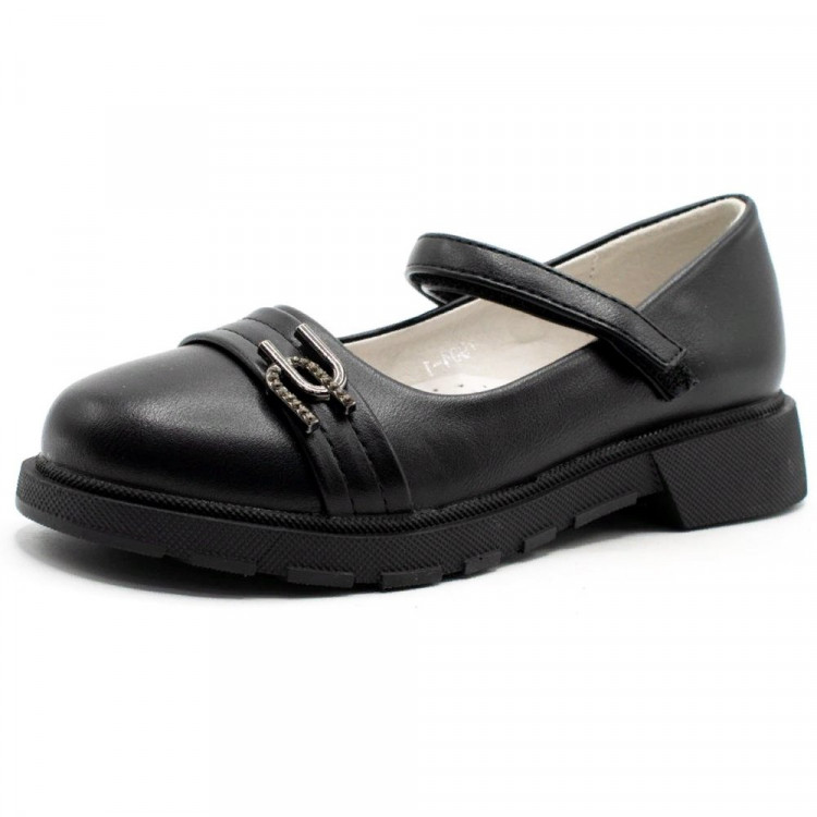 Туфли для девочки (Paliament) черные верх-искусственная кожа подкладка-искусственная кожа размерный ряд 30-37 артикул tyg-7904-1