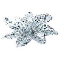 Украшение декор. на клипсе "Цветок. Лилия" 12см цв.серебро арт.87444