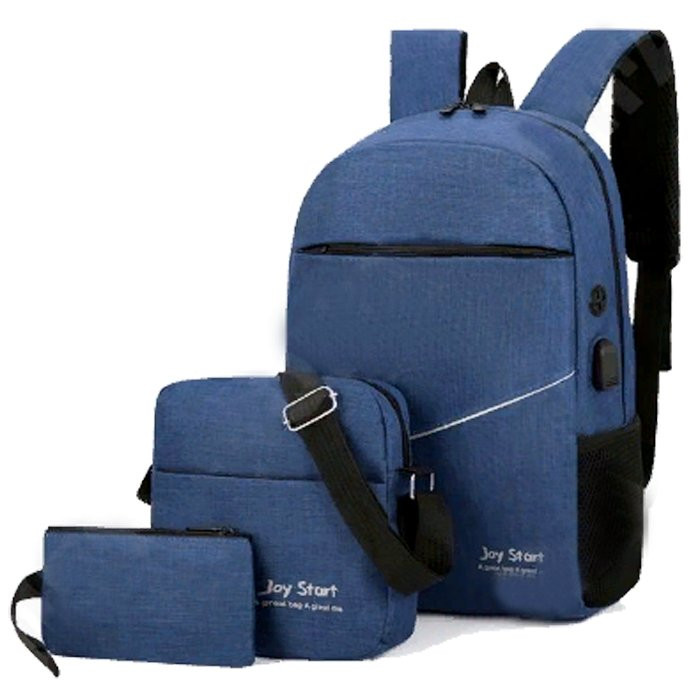 Рюкзак для мальчиков (KAIXING) + сумка + кошелек синий 43х29х10см арт.CC178_5050-3
