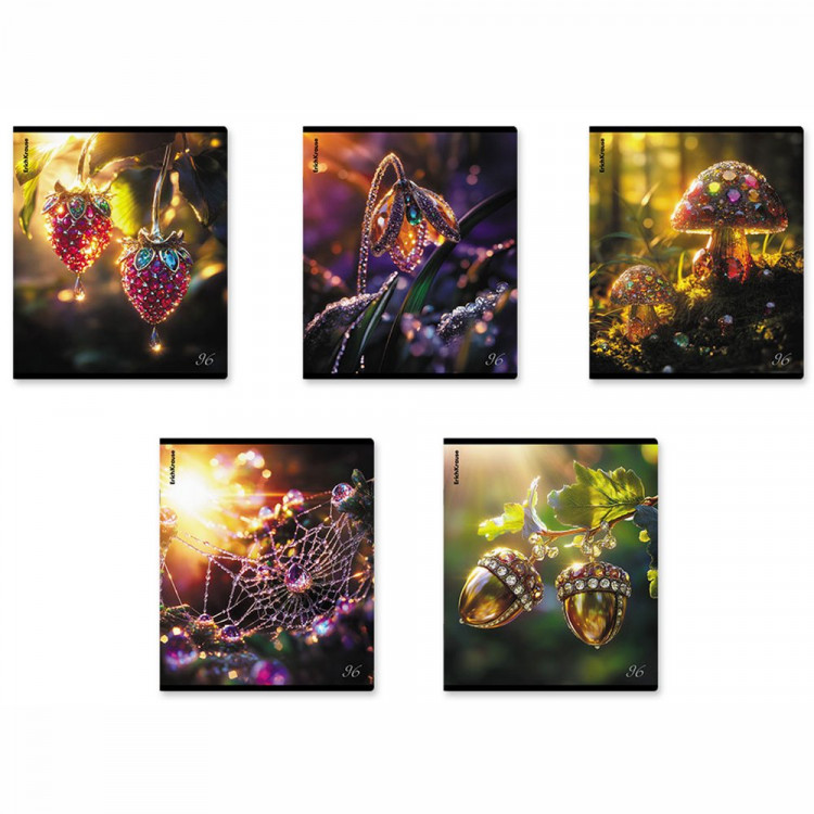 Тетрадь А5 клетка 96 листов скоба ErichKrause Стеклянный блеск глянцевая ламинация ассорти арт.65239