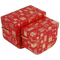 Коробка подарочная 15*11см "Сундучок" ручка-шнур цв.красный/золото арт.369-534