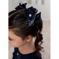 Бант для волос синий Зехия 8см