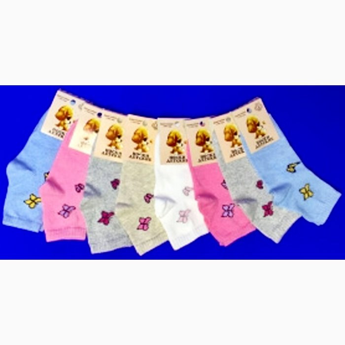 Носки детские арт.с-401 Бабочки размер 16-22 хлопок 85% эластан 15% цвет ассорти для девочки (Золотая игла)