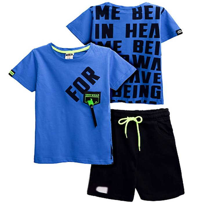 Комплект для мальчика арт.BEY 8186 размер 34/134-40/152 (футболка+шорты) цвет синий