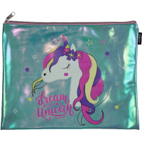 Папка школьная для тетрадей А4 на молнии кожзам (deVENTE) Unicorn с ручкой арт.8053288