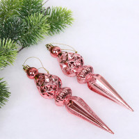 Украшение декор.подвеска пластик "Сосулька граненая" 17,8см 02шт/наб. цв.розовый арт.916-1202