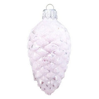 Украшение на ёлку стекло 09см "Шишка в снегу" белая глянец п/у арт.ФУ-2-90/161бел.гл.