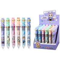 Ручка многоцветная 10-цветная (Mazari) Зубастик 0,7мм сменный стержень 68 мм ассорти арт.803