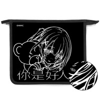 Папка школьная для тетрадей А5 на молнии (Оникс) Аниме с мишкой фольга золото арт.ПТ 7-12