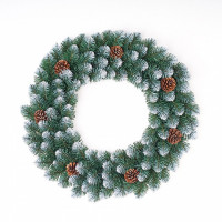 Венок декоративный 70см "Канадский" хвоя ПВХ на каркасе, с шишками арт.ВКП 70