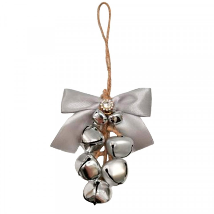 Украшение декор.подвеска металл. "Бубенчик с декором" 08,5*11см, гроздь цв.серебро арт.94617