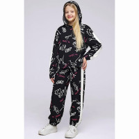 Брюки  для девочки артикул CLE 846504/73ан размер 32/128-42/158 цвет черный/белый